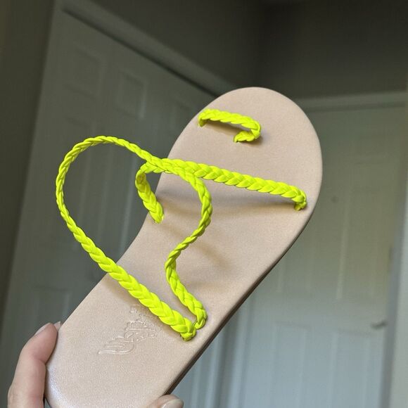 Ancient Greek Sandals Eleftheria Neon Yellow Women’s 36 NEW MSRP $285 Handmade - Picture 7 of 9